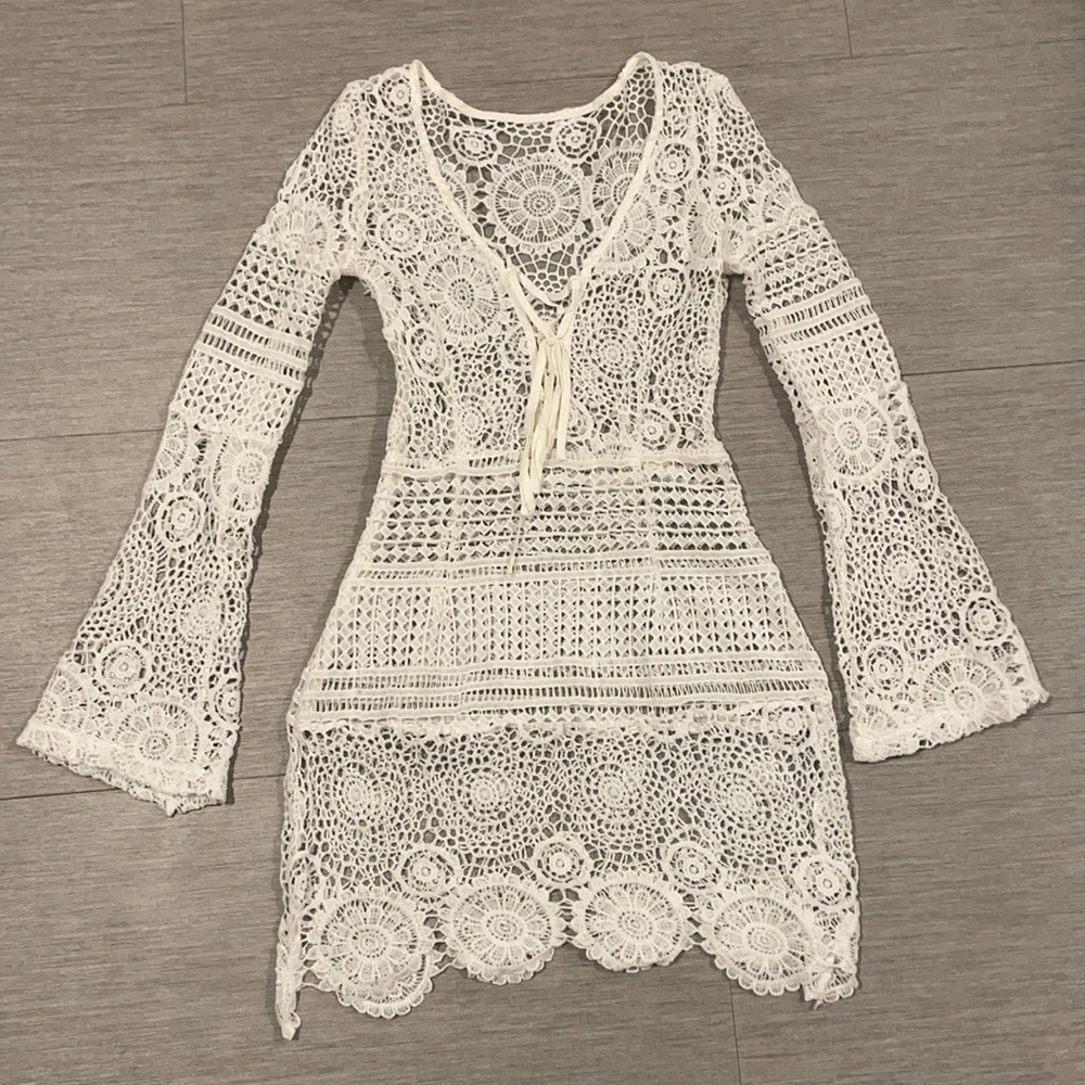 Crochet mini dress/cover-up